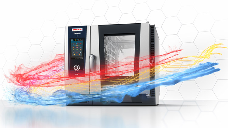 Der iHexagon von Rational bringt als erster Combidämpfer Heißluft, Dampf und Mikrowelle so intelligent in den Garraum, dass die Energie auf allen sechs Einschüben gleichmäßig im gesamten Garraum verteilt wird. Damit überzeugte der Hersteller beim diesjährigen German Innovation Award die Jury. Foto: Rational